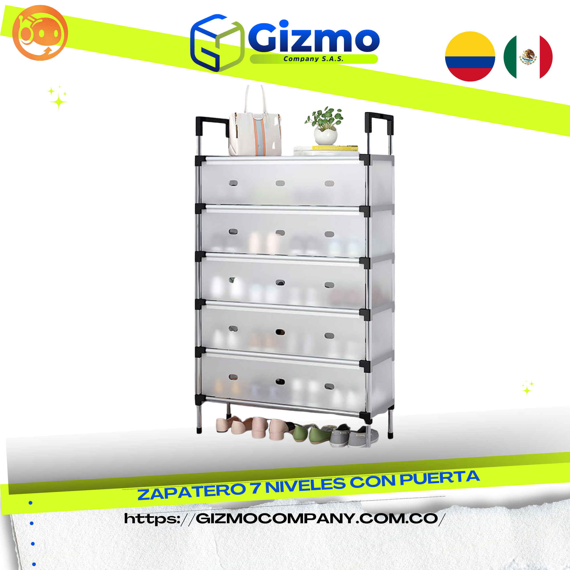 Zapatero 7 Niveles Con Puerta